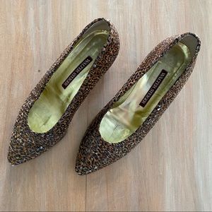 WALTER STEIGER Sequins Heel Shoes SIZE 8.5 BROWN GOLD SEQUINS HEELS Woma…